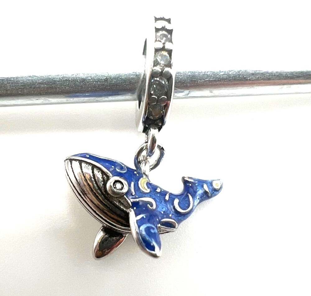 New Glow-in-the-Dark Crescent Moon Whale Charm for European Bracelet